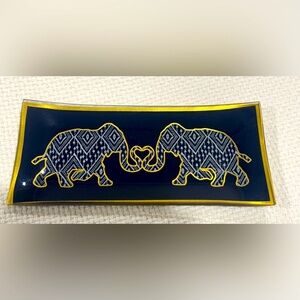 J. Crew Blue and Gold Elephant Trinket Holder